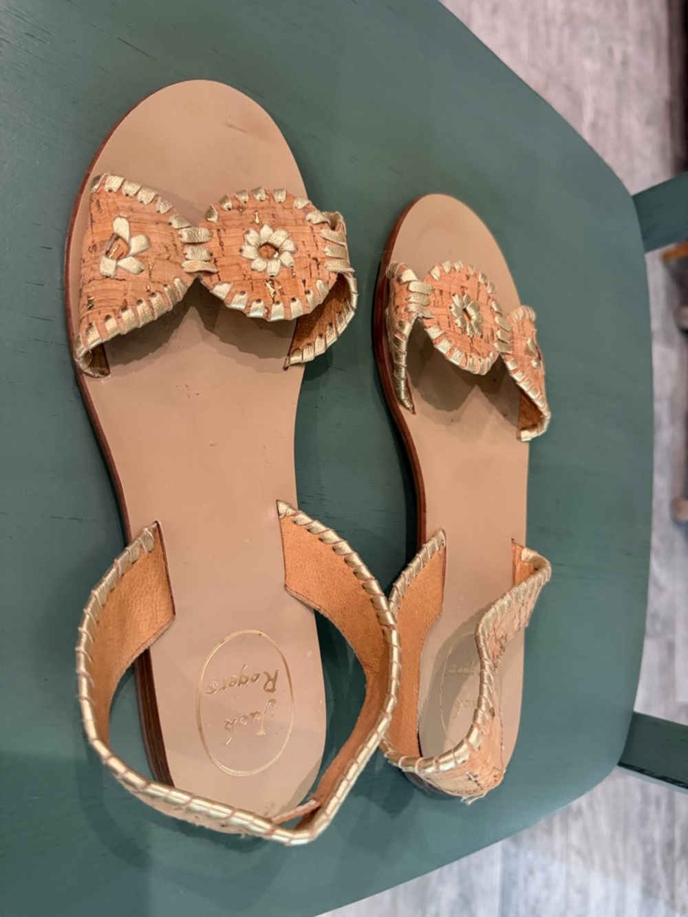 Jack Rogers Tan Leather Women's Slide Sandals - Picture 2 of 2